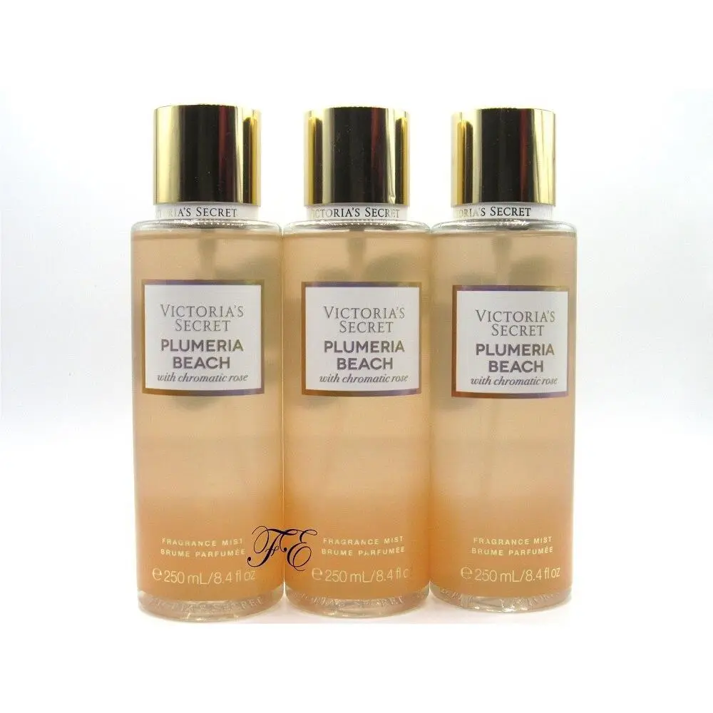Victoria`s Secret Plumeria Beach Body Mist Spray 8.4 FL OZ Lot OF 3 Pcs