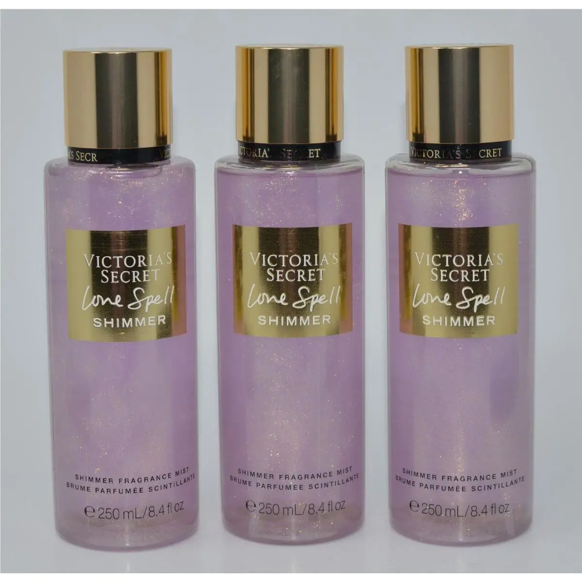 3 Victoria`s Secret Love Spell Shimmer Fragrance Mist Body Spray 8.4OZ Large