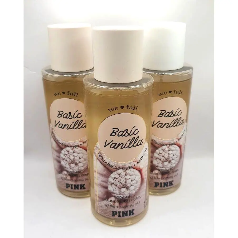 Victoria`s Secret Pink Basic Vanilla Body Mist 8.4 FL OZ Each 3