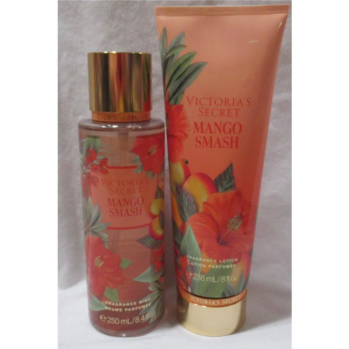 Victoria`s Secret Fragrance Mist Lotion Set Lot of 2 Mango Smash Nectarine