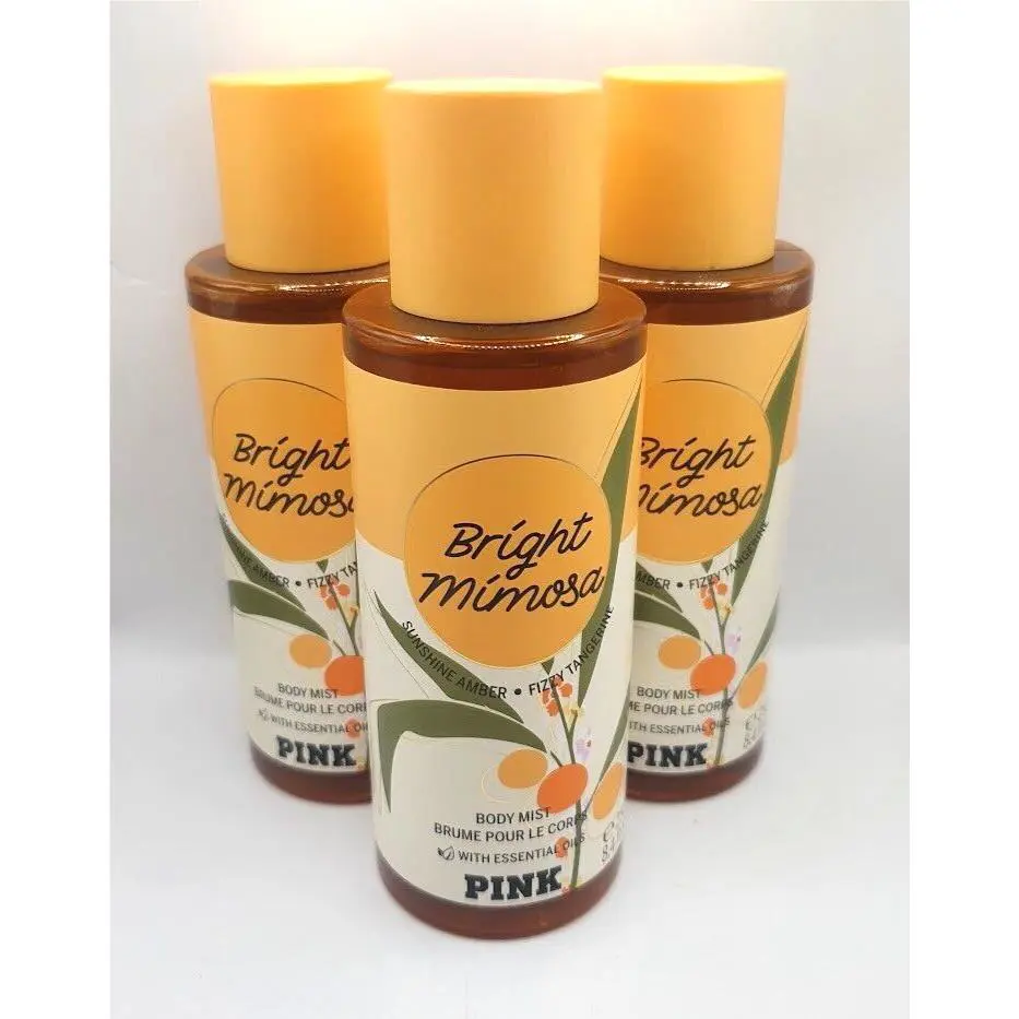 Victoria`s Secret Pink Bright Mimosa Body Mist 8.4 FL OZ Set OF 3