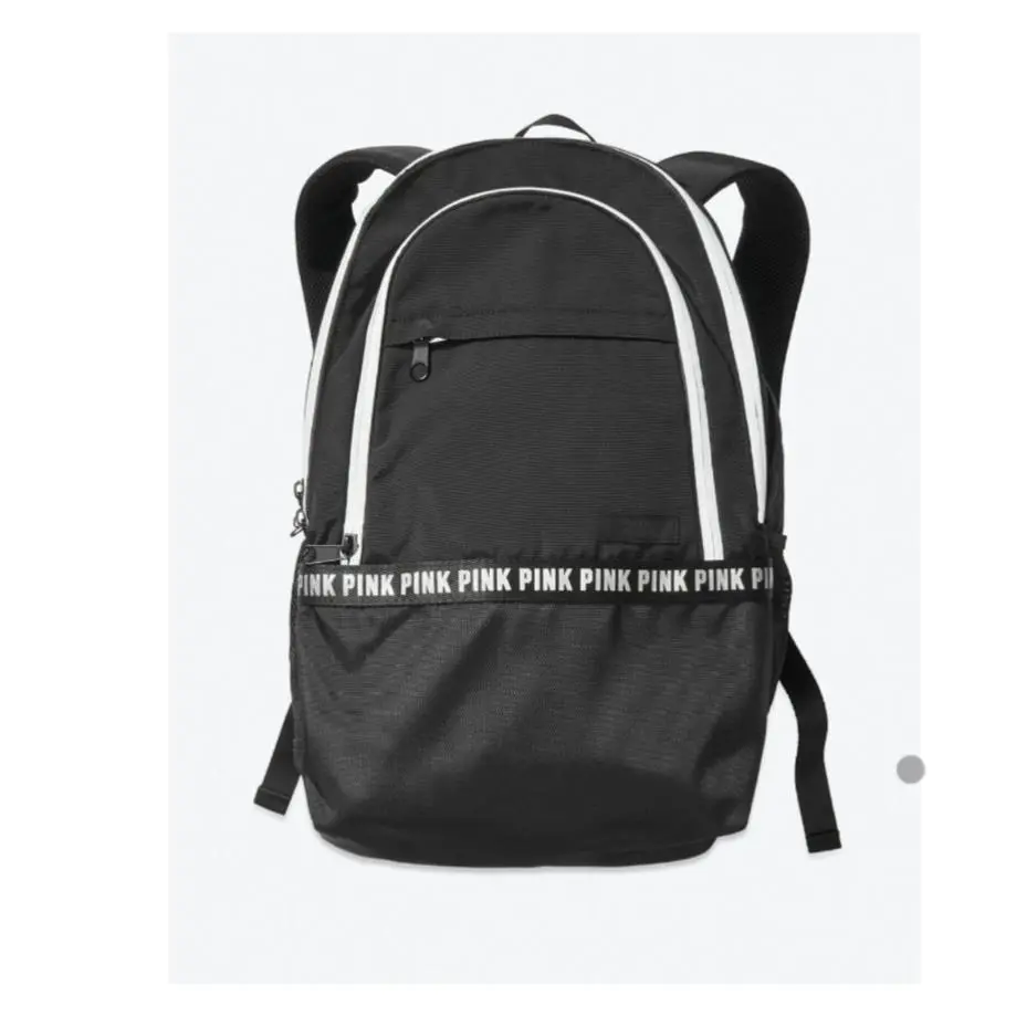 Victoria`s Secret Pink Collegiate Backpack Laptop Travel Book Bag Black/white