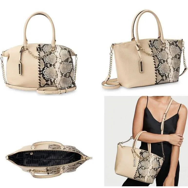 Victoria`s Secret Victoria Slouchy Satchel in Sand Python Limited Edition