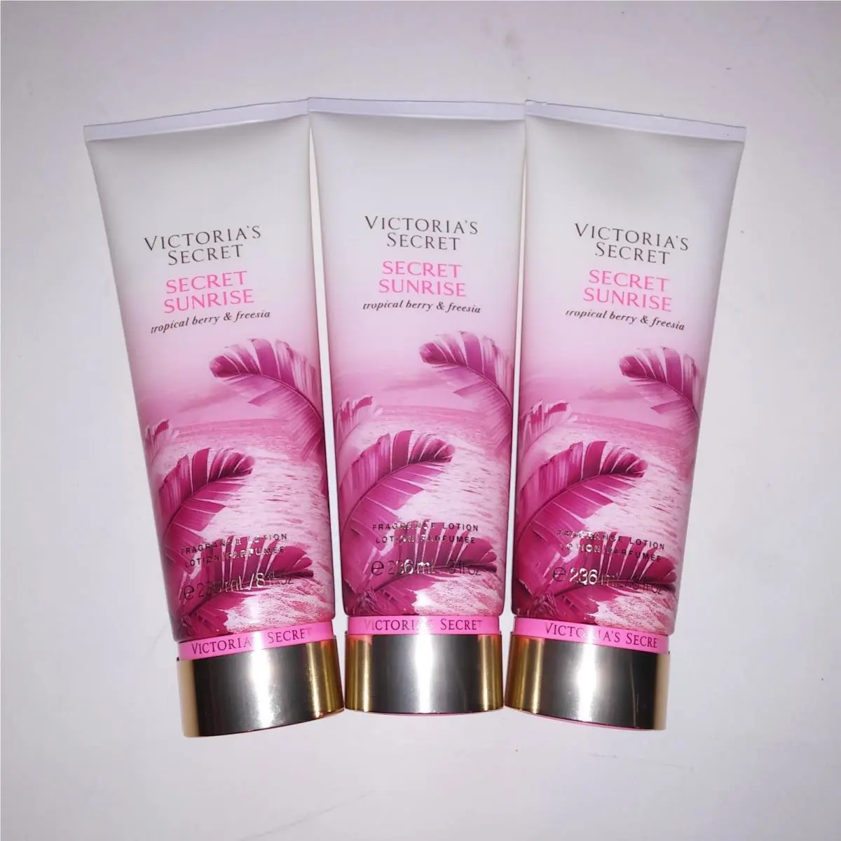 Set of 3 Victoria Secret Fragrance Lotion Secret Sunset Full Size 8oz Each Gift