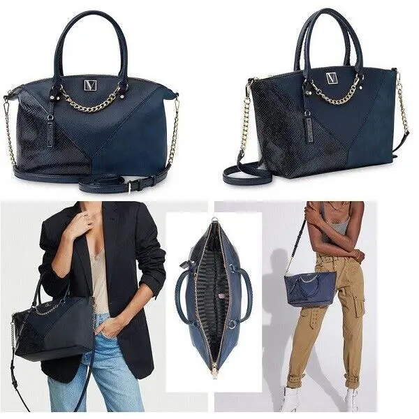 Victoria`s Secret Victoria Slouchy Satchel - Midnight Colorblock Limited Edition