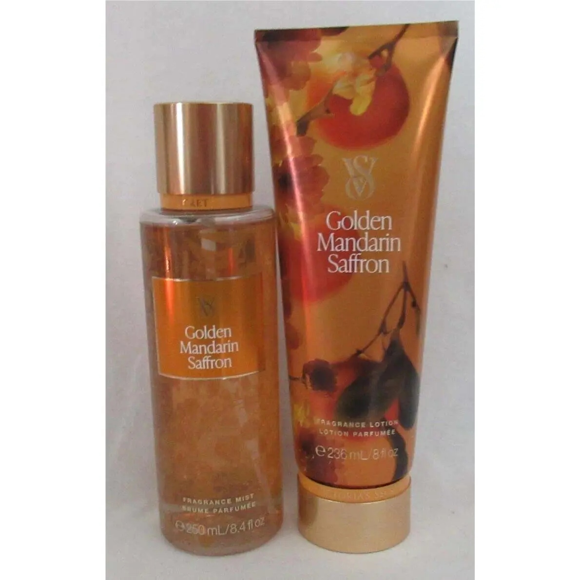 Victoria`s Secret Fragrance Mist Lotion Set Lot of 2 Golden Mandarin Saffron