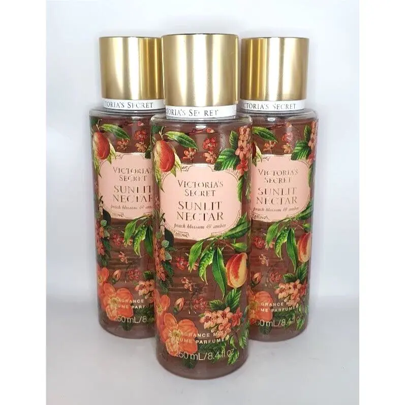 Victoria`s Secret Sunlit Nectar Body Mist 8.4 FL OZ Set OF 3