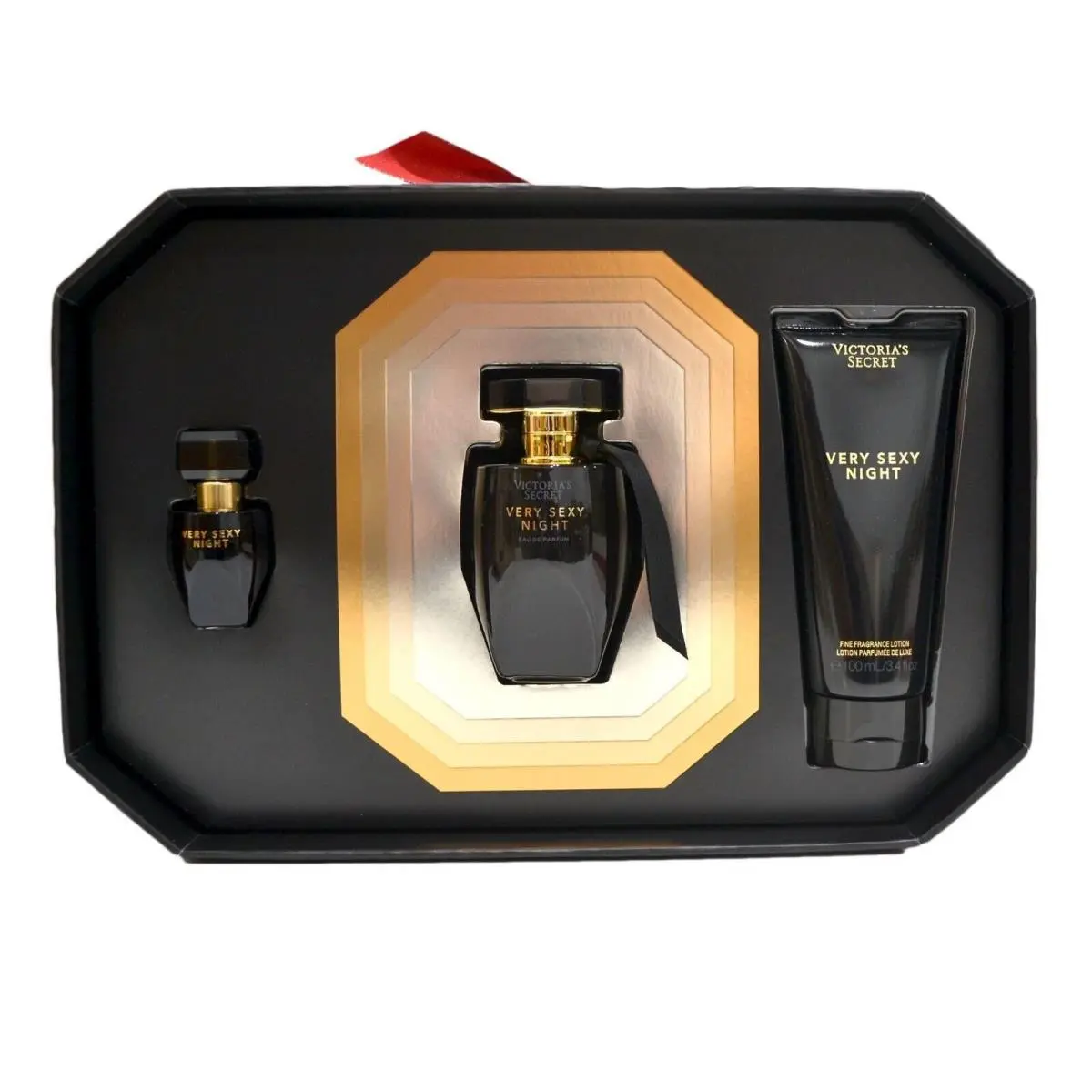 Victoria`s Secret Very Sexy Night 3 Piece Gift Set 1.7 Fl Oz Perfume Lotion Edp