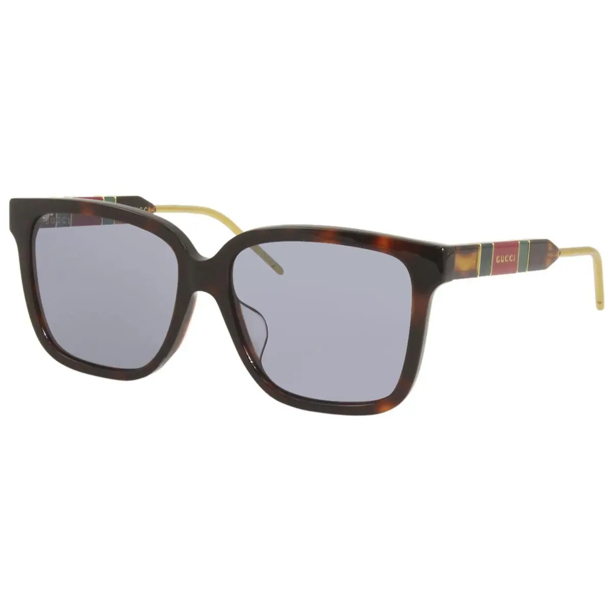 Gucci GG0599SA 002 Sunglasses Women`s Havana/blue Lenses Fashion Square 56mm