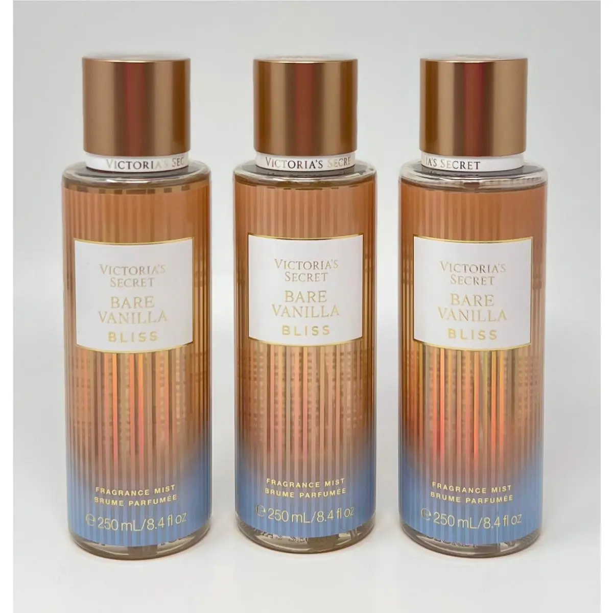 3 Victoria`s Secret Bare Vanilla Bliss Fragrance Mist Body Spray 8.4OZ Large