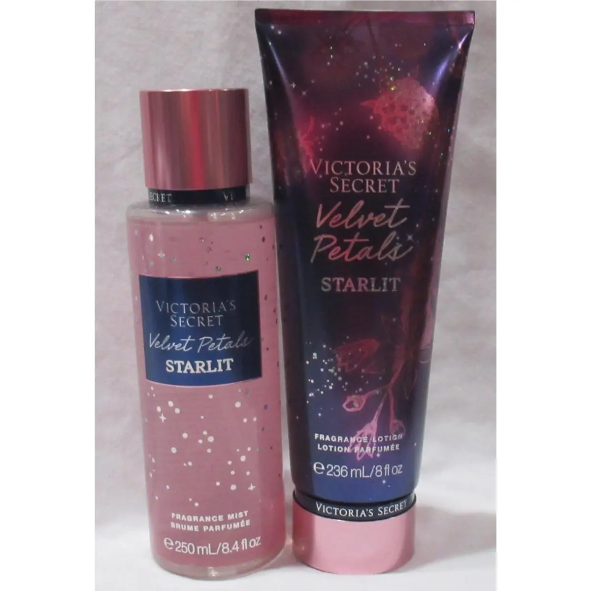Victoria`s Secret Fragrance Mist Lotion Set Lot of 2 Velvet Petals Starlit