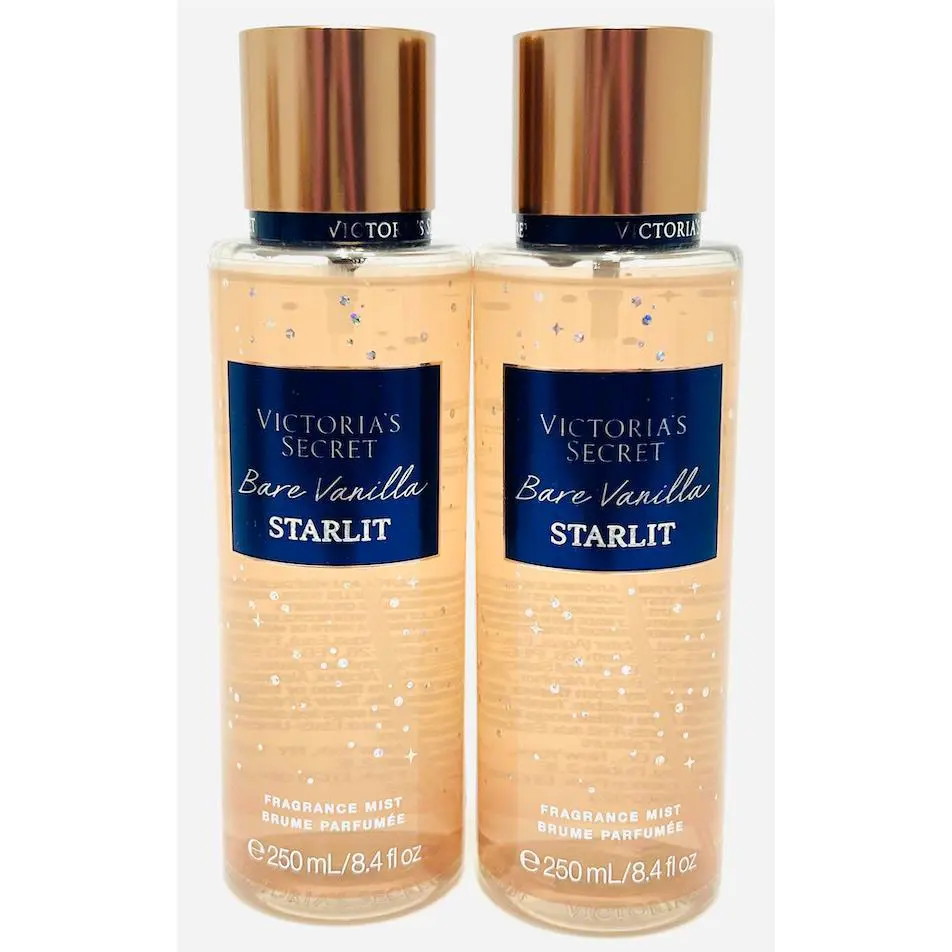 2 Victoria`s Secret Bare Vanilla Starlit Fragrance Mist Spray Brume Parfumee
