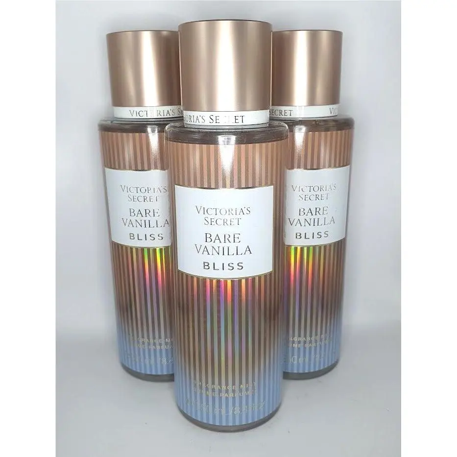 Victoria`s Secret Bare Vanilla Bliss Body Mist 8.4 FL OZ Set OF 3