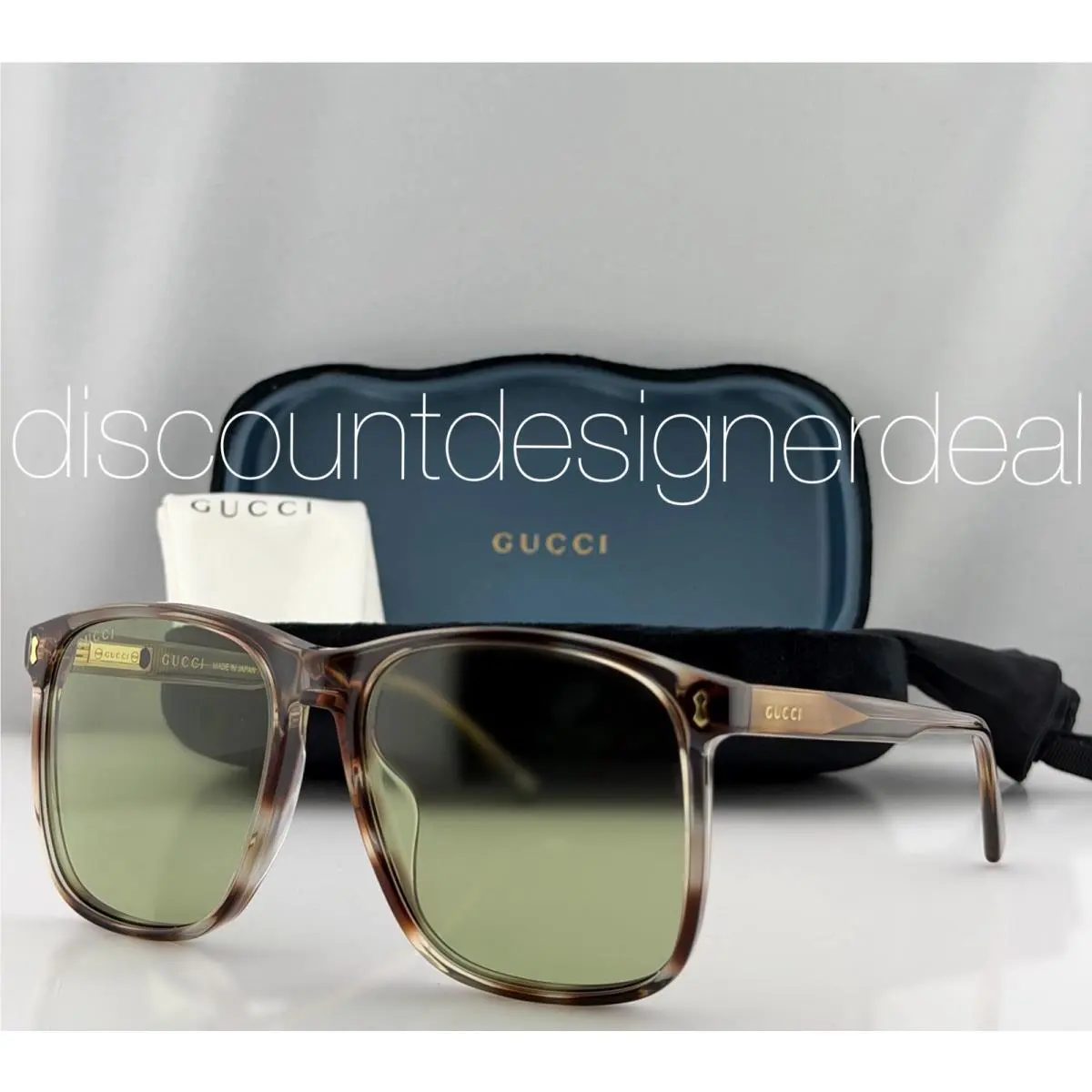 Gucci GG1041S 004 Brown Green Gradient Square Sunglasses 57mm