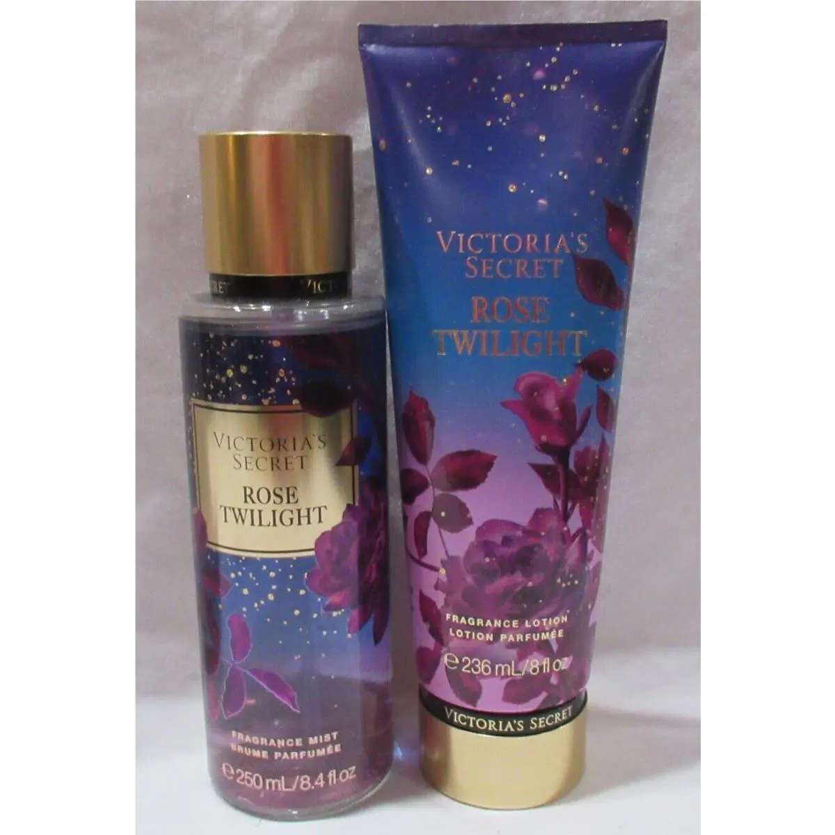 Victoria`s Secret Fragrance Mist Lotion Set Lot of 2 Rose Twilight