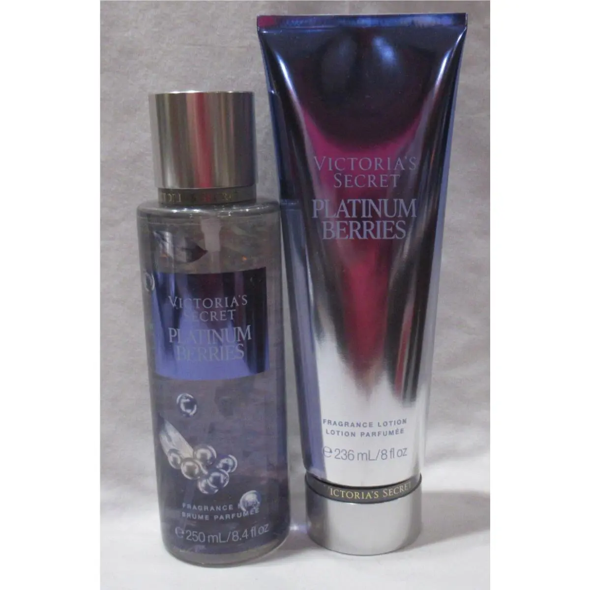 Victoria`s Secret Fragrance Mist Lotion Set Lot of 2 Platinum Berries