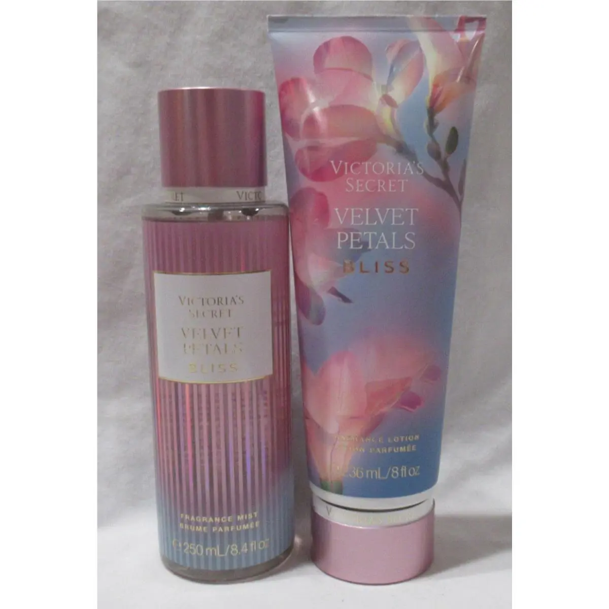 Victoria`s Secret Fragrance Mist Lotion Set Lot of 2 Velvet Petals Bliss