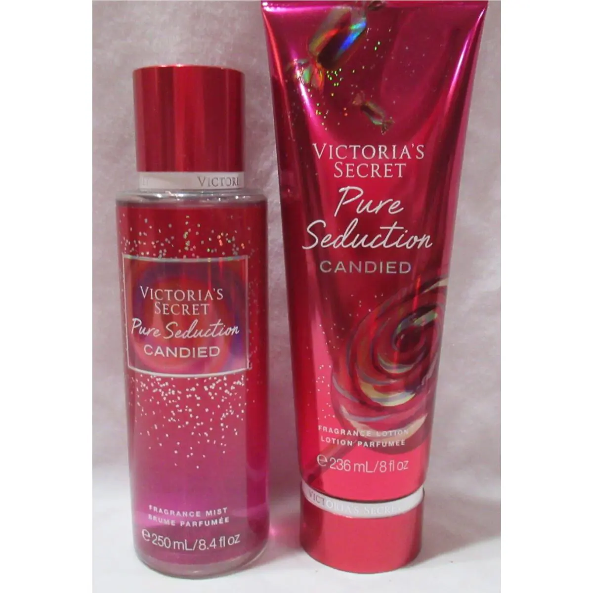 Victoria`s Secret Fragrance Mist Lotion Set Lot of 2 Pure Seduction Candied