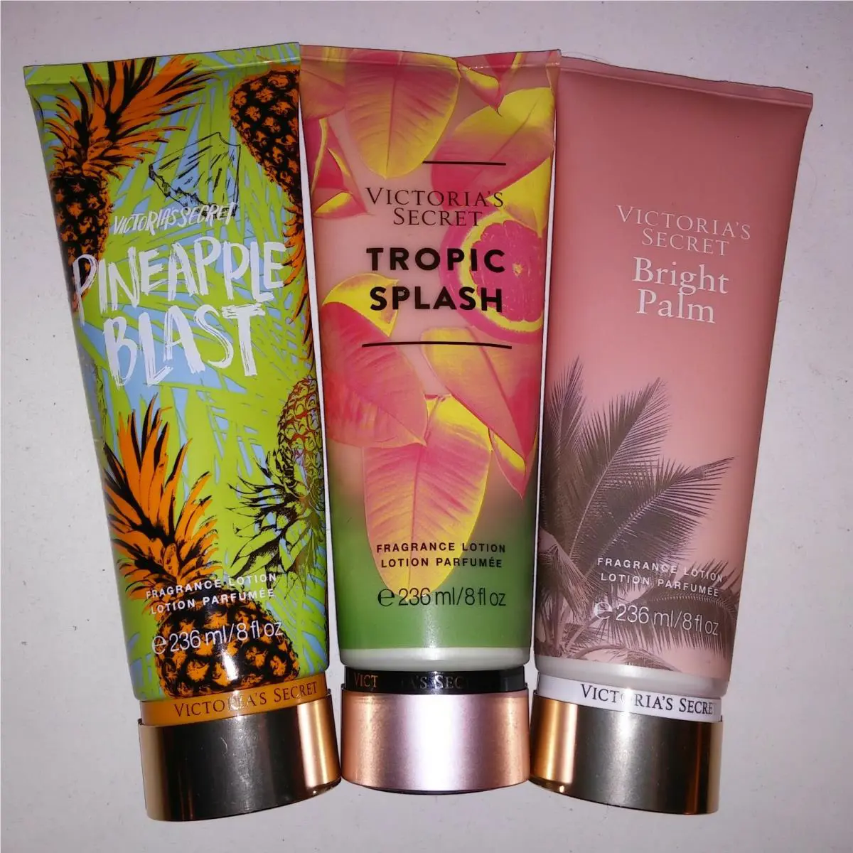 Set of 3 Victoria Secret Fragrance Body Lotion Pineapple Blast Bright Palm