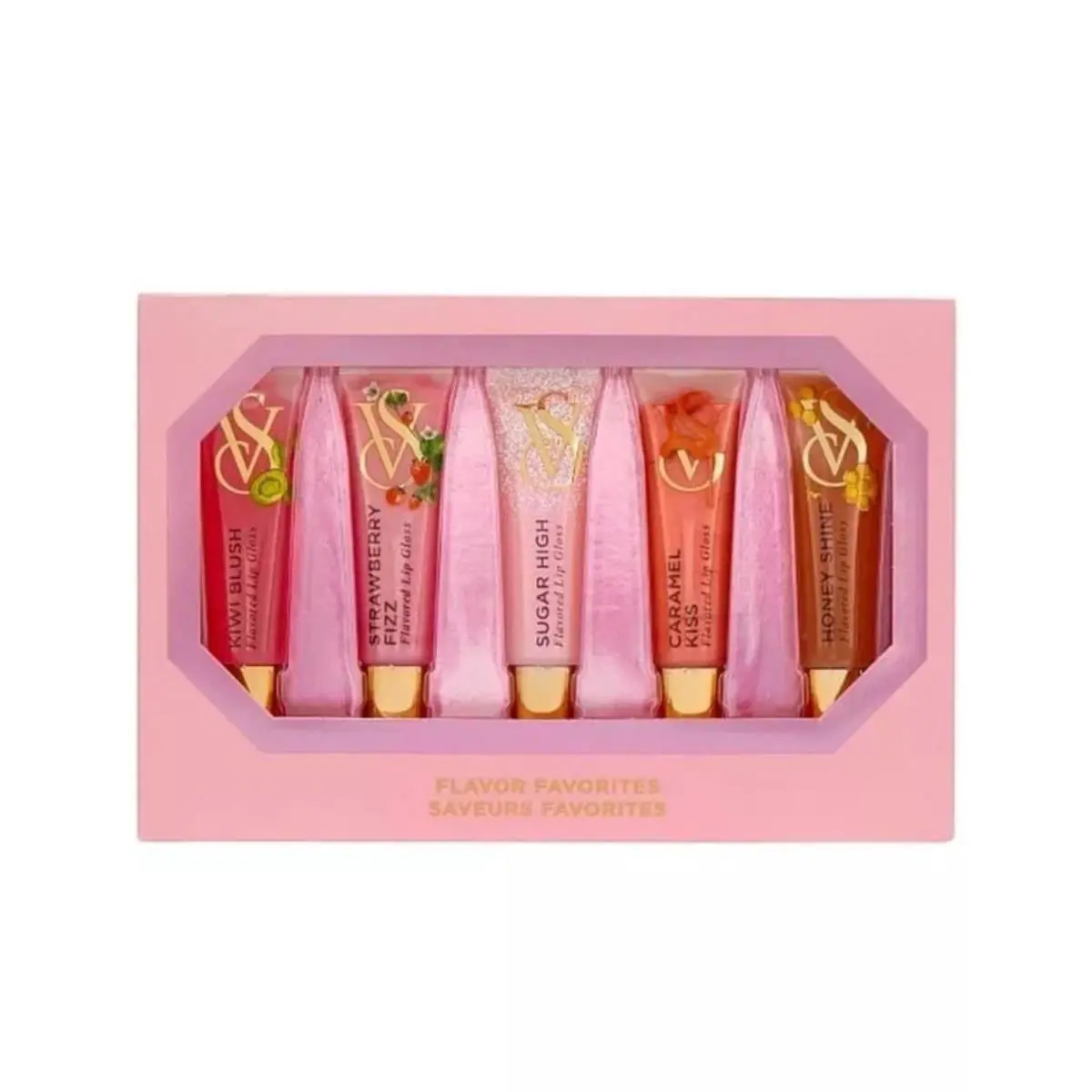Victoria`s Secret Flavored Lip Gloss 5 pc Gift Set Beauty Bundle Limited… - Red
