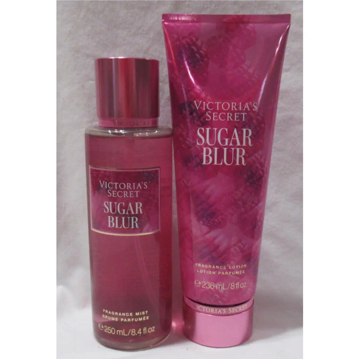 Victoria`s Secret Fragrance Mist Lotion Set Lot of 2 Sugar Blur Vanilla Amber