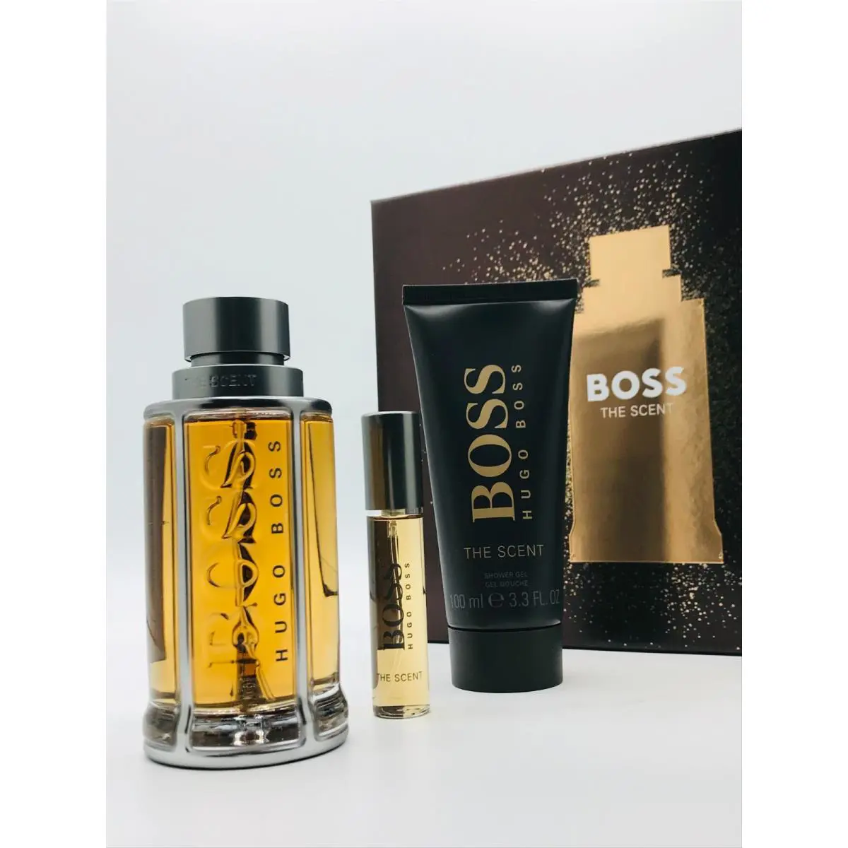 Hugo Boss The Scent Men 3pc Set Cologne Spray 3.3 oz Shower Gel 3.3 Travel Spray