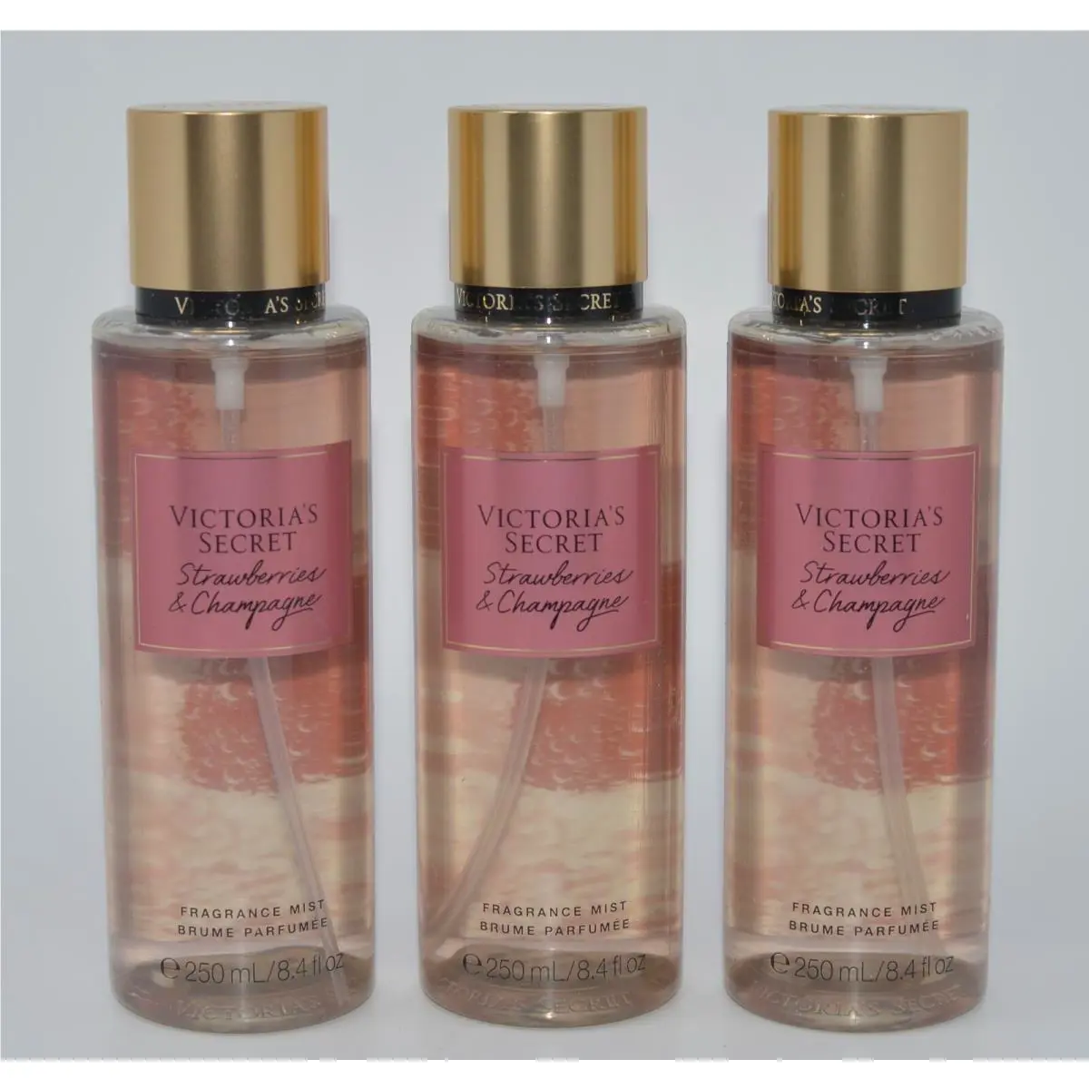 3 Victoria`s Secret Strawberries Champagne Fragrance Mist Body Spray 8.4OZ Large