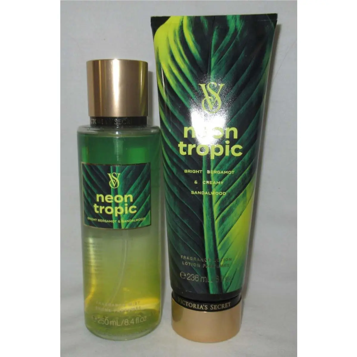 Victoria`s Secret Fragrance Mist Lotion Set Lot of 2 Neon Tropic