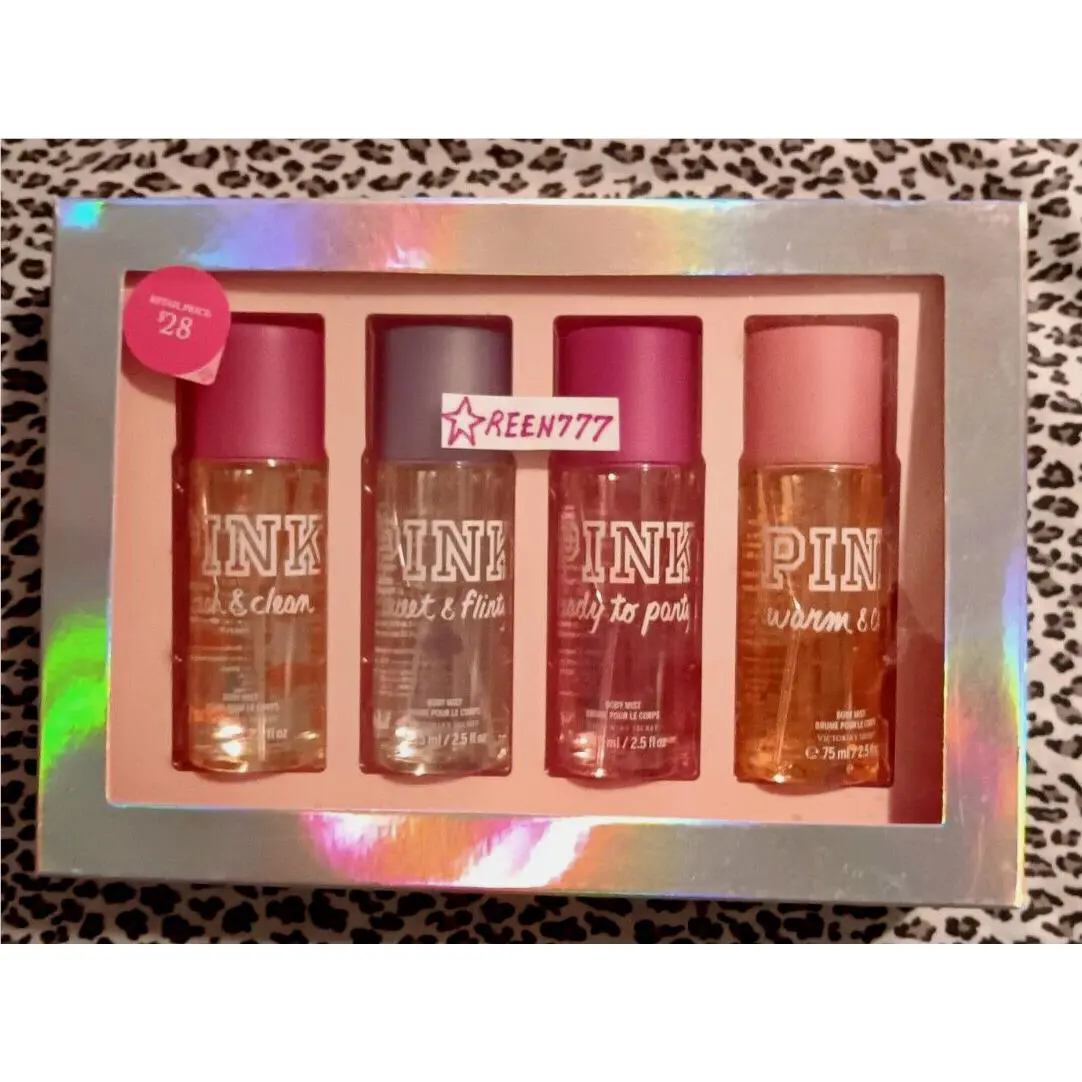 4 Pc Victoria`s Secret Pink Sweet Flirty Ready Party Fresh Clean Warm +cozy Mist