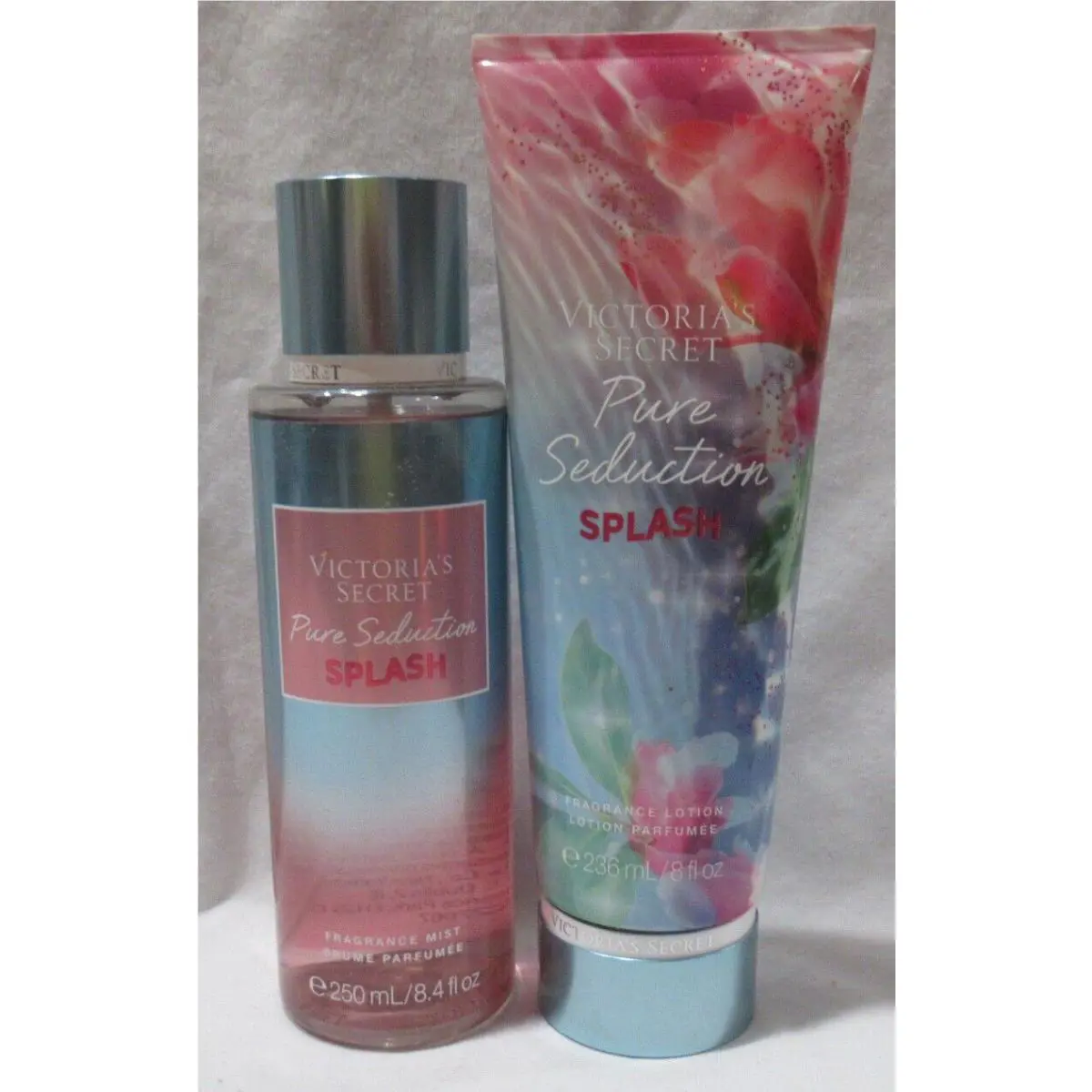 Victoria`s Secret Fragrance Mist Lotion Set Lot of 2 Pure Seduction Splash
