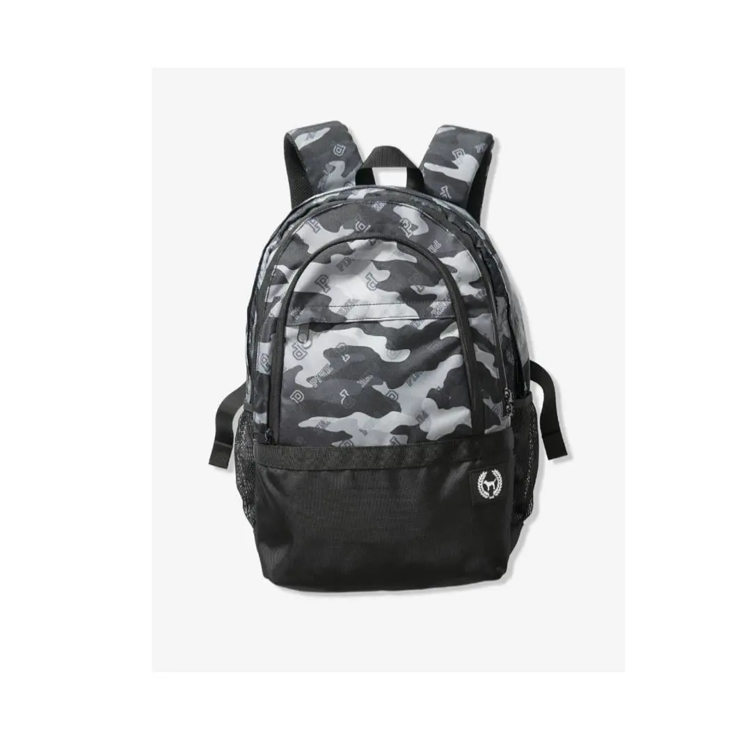 Victoria Secret Pink Collegiate Backpack Gray Camouflaged Laptop Travel Book Bag