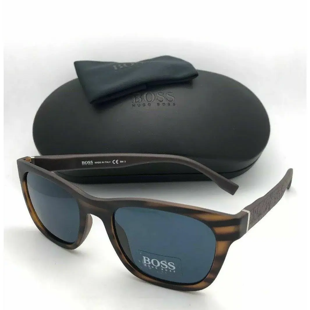 Hugo Boss Sunglasses 0830/S 2Q7KU 53-20 140 Brown Striped Rubber W/blue Lens