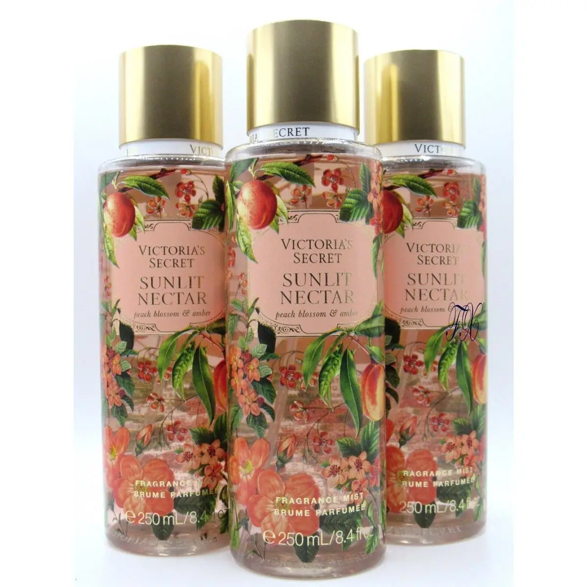 Victoria`s Secret Sunlit Nectar Fragrance Mist Body Spray 8.4 OZ Lot OF 3 Pcs