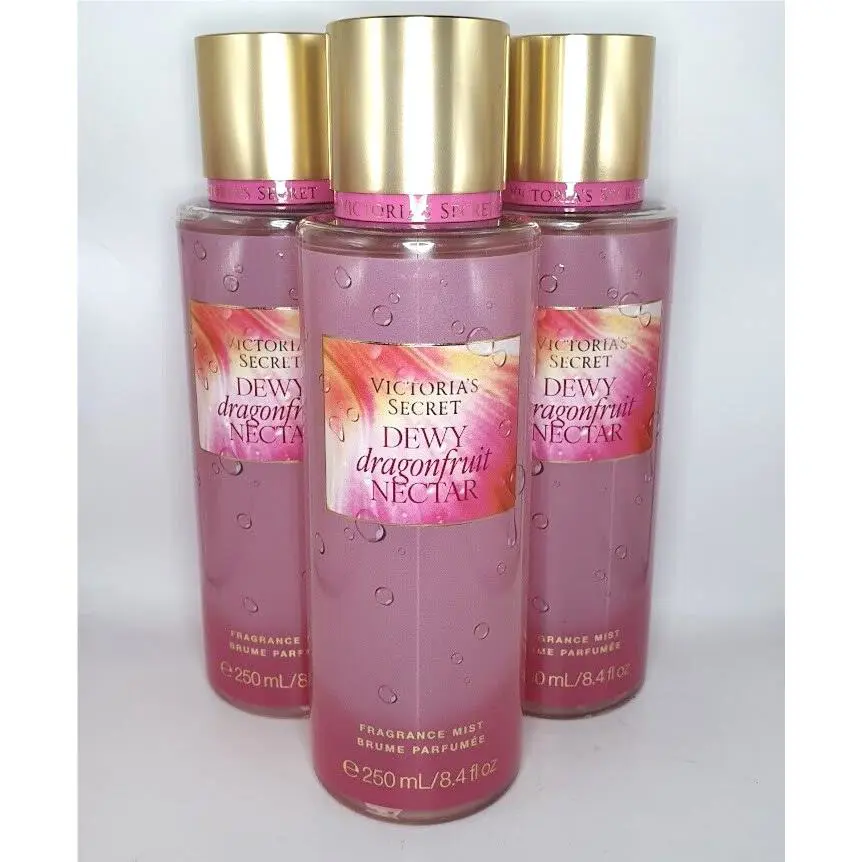 Victoria`s Secret Dewy Dragonfruit Nectar Body Mist 8.4 FL OZ Set OF 3