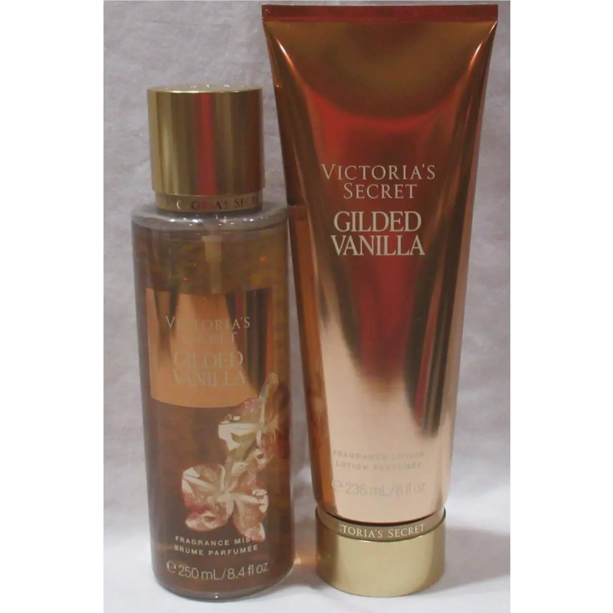 Victoria`s Secret Fragrance Mist Lotion Set Lot of 2 Gilded Vanilla