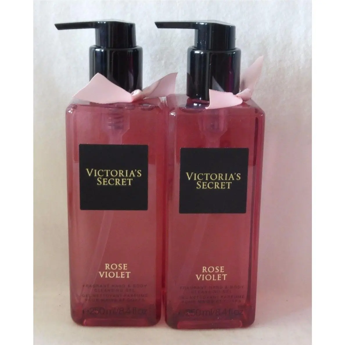 2 Rose Violet Fragrant Hand Body Cleansing Gel Victoria`s Secret 8.4 Oz