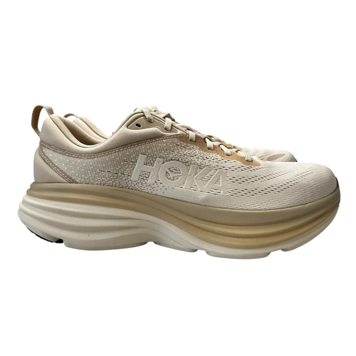 Hoka One One Bondi 8 Shifting Sand Vanilla Running Shoes Men`s Sizes 8.5 - 14 - Beige