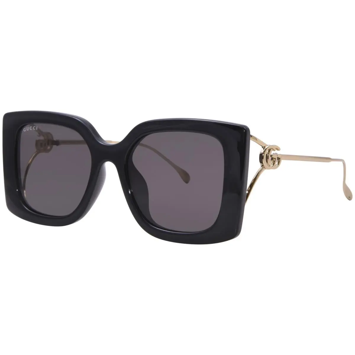 GG1567SA 001 Sunglasses Women`s Black/gold/grey Square Shape 54mm by Gucci