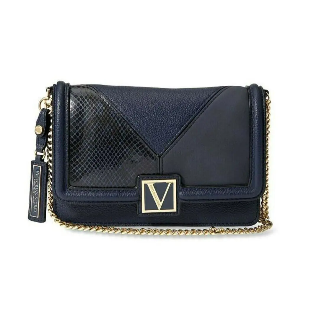 Victoria`s Secret Crossover Chain Shoulder Bag Purse Limited Edition Navy Blue