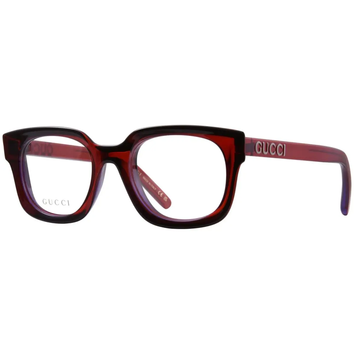 Gucci GG1721O 004 Eyeglasses Frame Women`s Red Full Rim Rectangle Shape 50mm