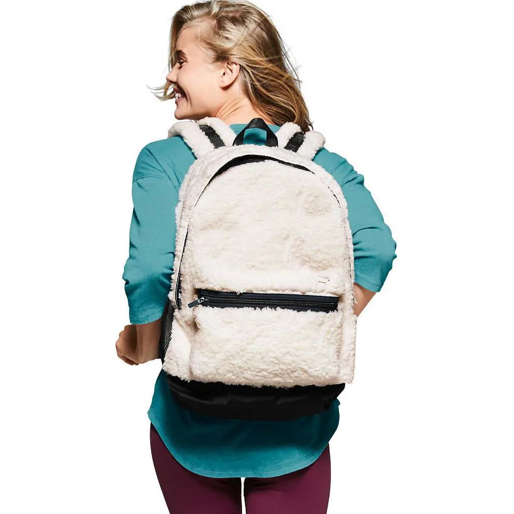 Victoria`s Secret Pink Campus Sherpa Backpack Large 2016 Bookbag Tote
