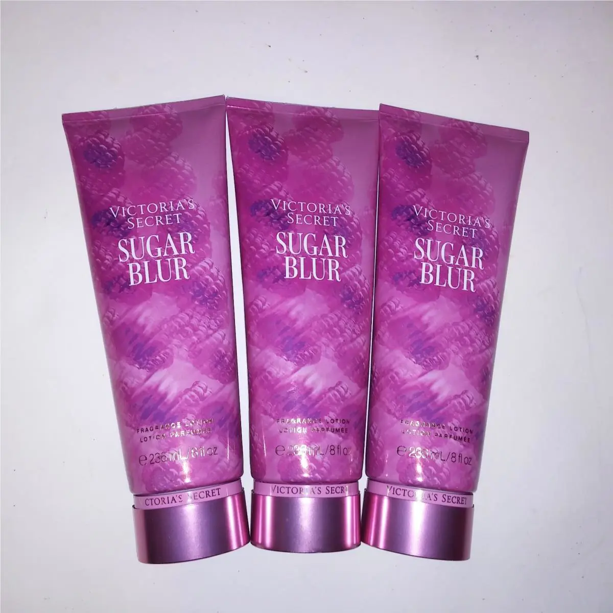 Set of 3 Victoria Secret Fragrant Body Lotion Sugar Blur Full Size 8oz Each Gift