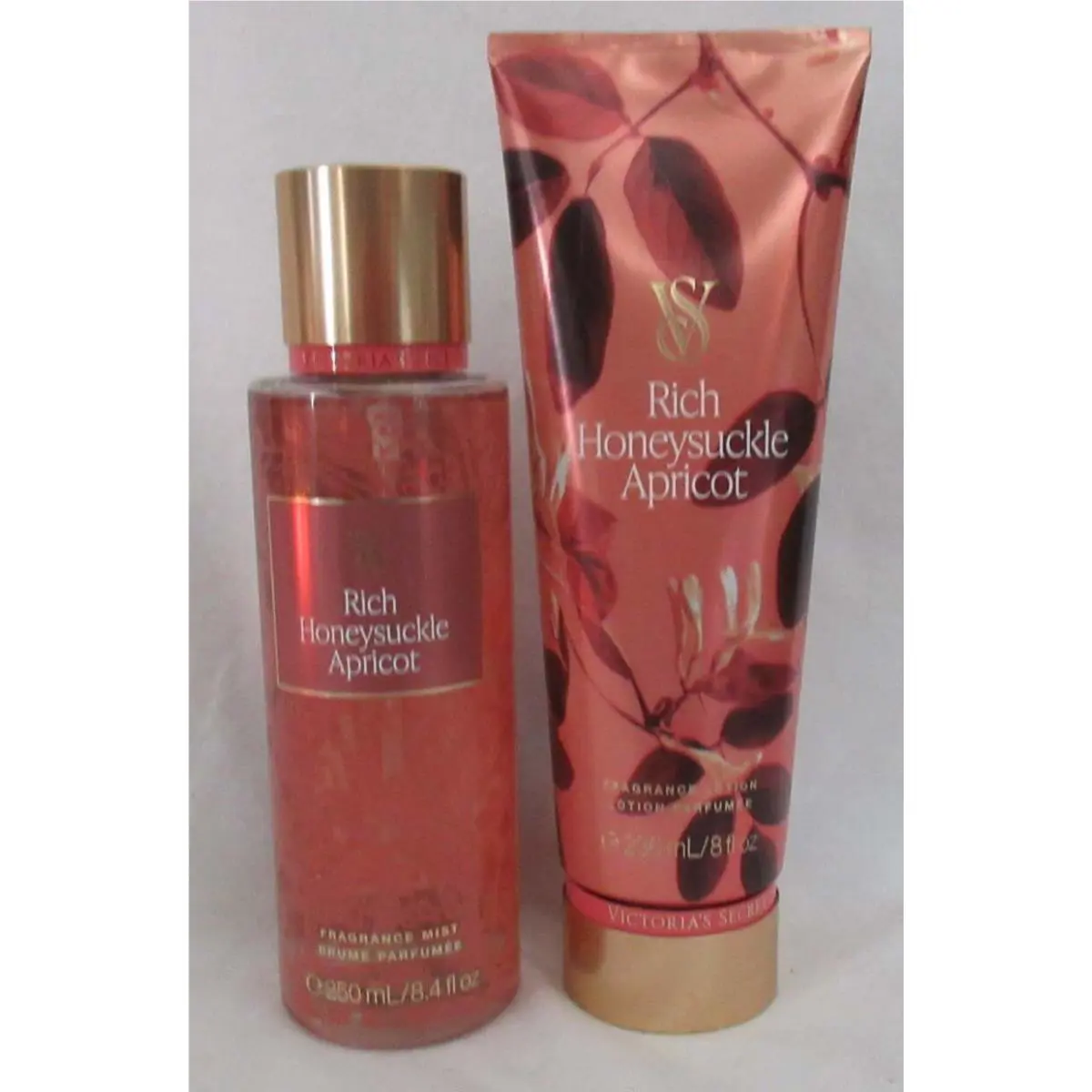 Victoria`s Secret Fragrance Mist Lotion Set Lot of 2 Rich Honeysuckle Apricot
