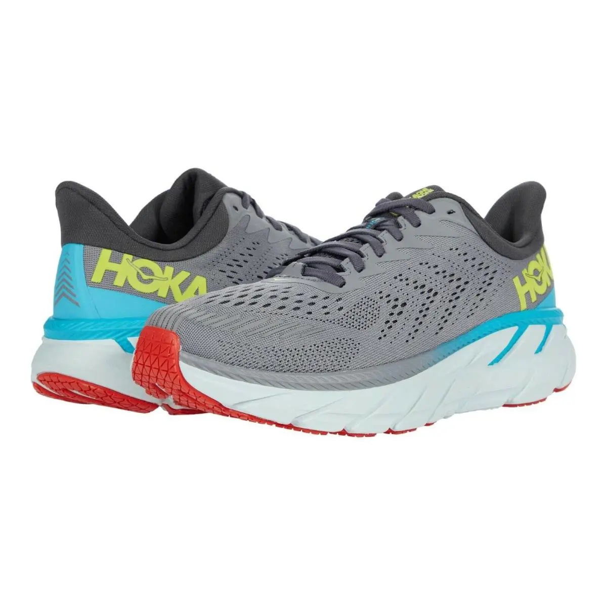 Hoka One One Clifton 7 Men Road Running Gray Mesh Sneakers Sz 9.5 11 11.5 12