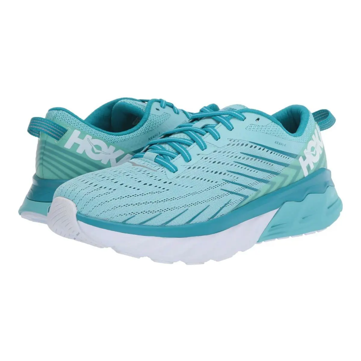 Hoka One One Arahi 4 Lightweight Lace-up Sneakers Caribbean Sea Mesh Wide Sz 8.5 - Caribbean Sea