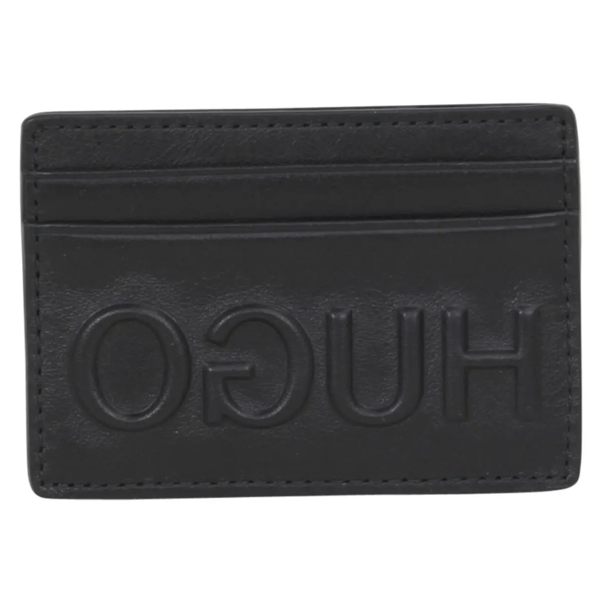 Men`s Bolster Black Leather Card Holder Wallet by Hugo Boss