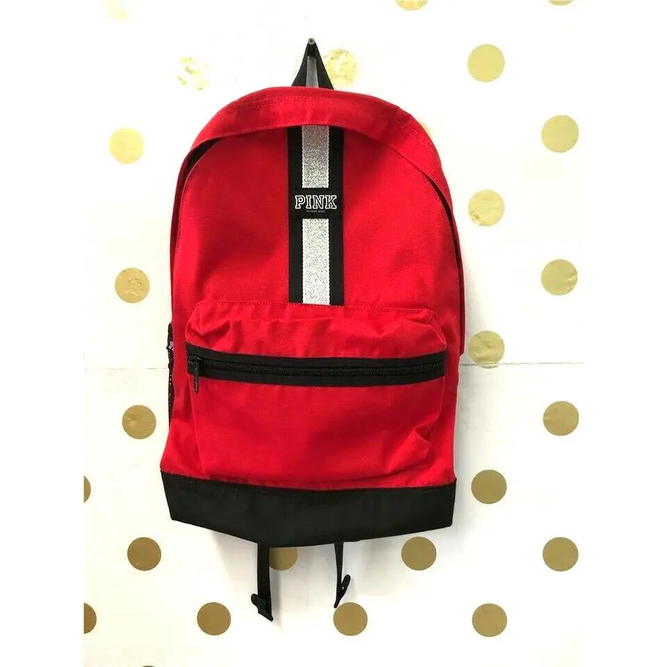 Victoria`s Secret Pink Campus Backpack Book Bag Red Rare