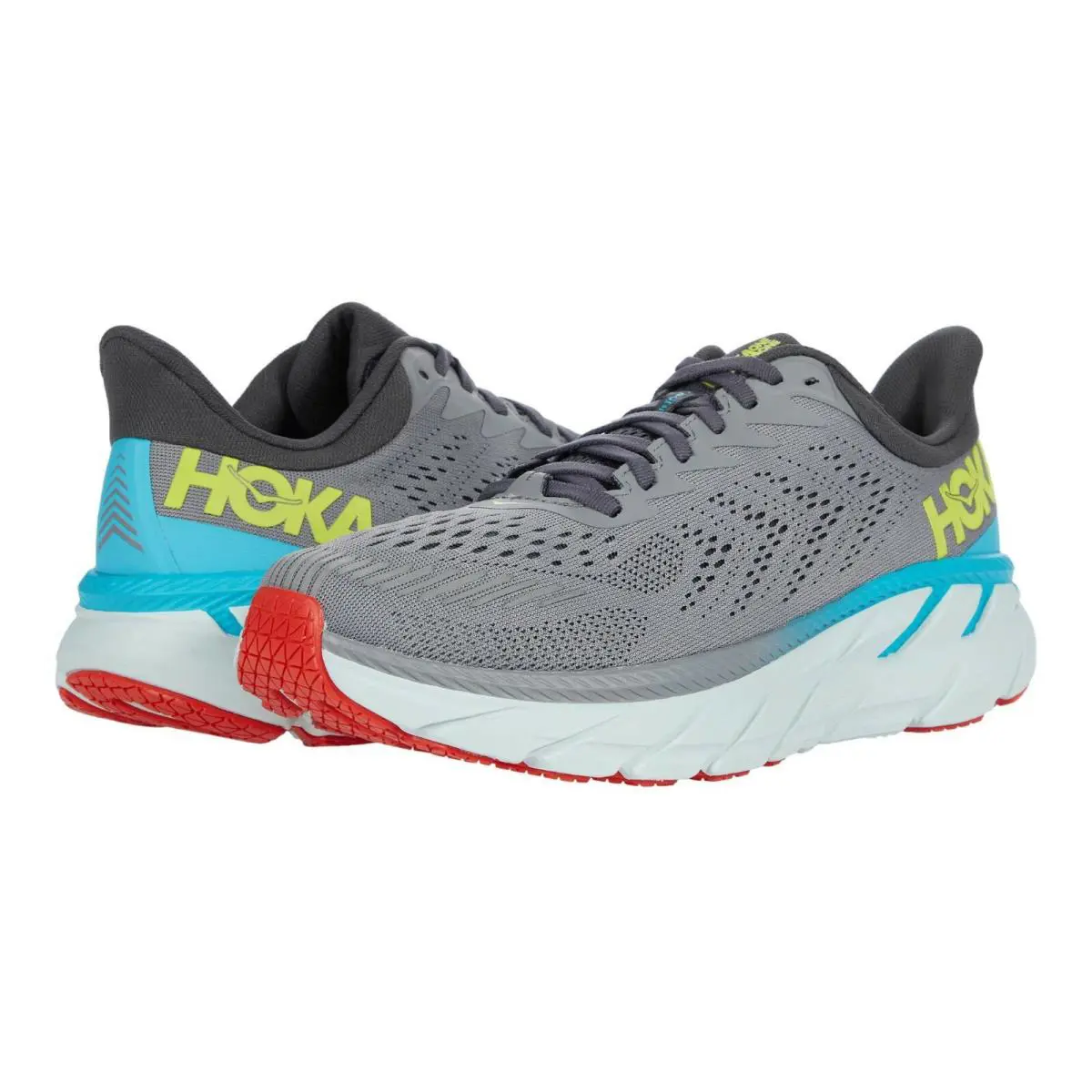 Hoka One One Clifton 7 Men`s Gray Road Sneakers Wide 9.5 10 10.5 11 11.5 12 - Gray Multi
