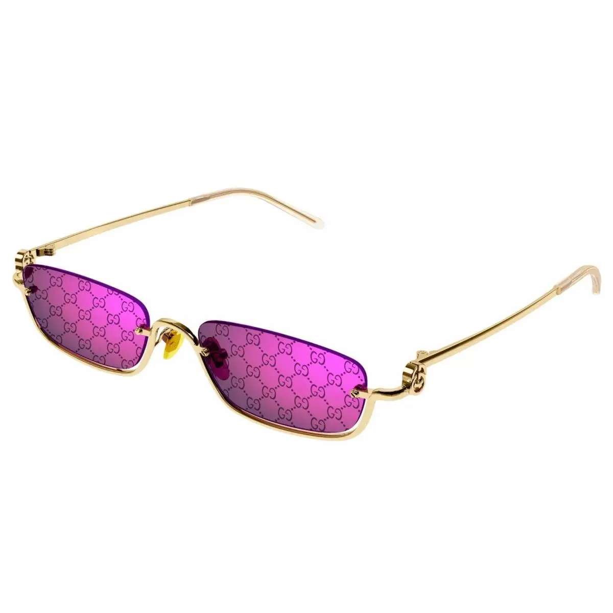 Gucci GG 1278 005 Gold Frame Mirror Print Lens Half Rim Sunglasses 55mm