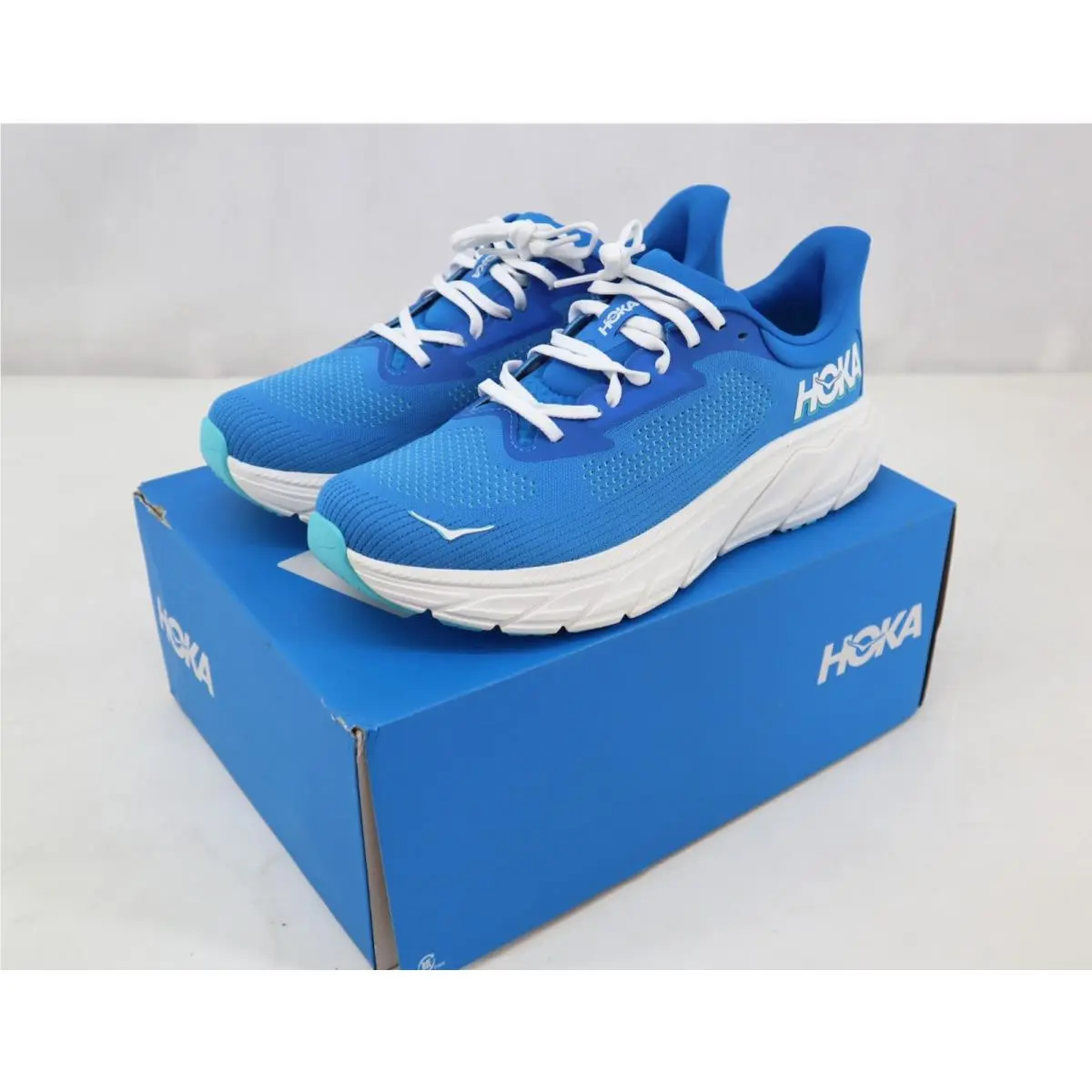 Hoka One One Arahi 7 Running Shoes Men`s Blue Frost Knit Athletic Sneakers - 9D